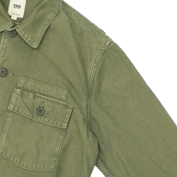 画像4: F.O.B FACTORY（エフオービーファクトリー）FATIGUE SHIRT JACKET（ファティーグシャツジャケット）"Vatdye Back Sateen" / Olive（オリーブ） (4)