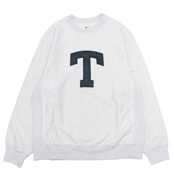 画像1: ※Exclusive※ blurhmsROOTSTOCK（ブラームスルーツストック）Soft&Hard Sweat Crew Neck P.O "T-50"（ソフト&ハードスウェットクルーネックプルオーバー"T-50"）Heather White / Green×Navy（グリーン×ネイビー） (1)