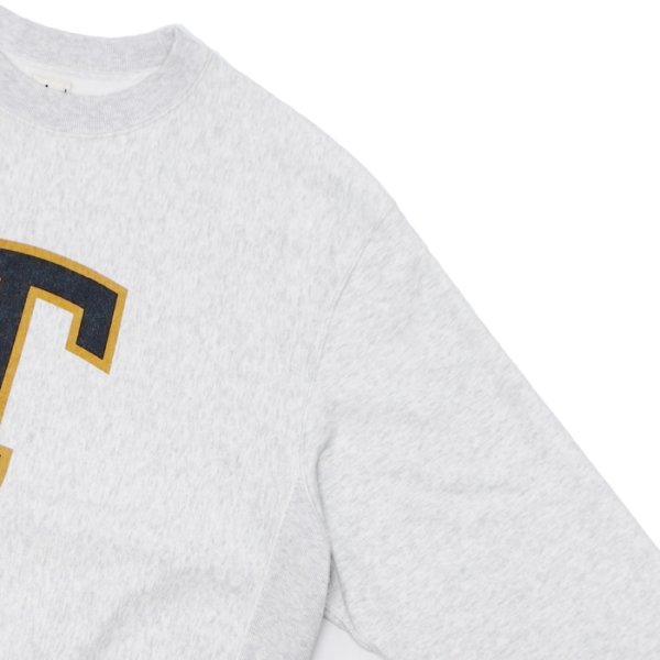 画像4: ※Exclusive※ blurhmsROOTSTOCK（ブラームスルーツストック）Soft&Hard Sweat Crew Neck P.O "T-50"（ソフト&ハードスウェットクルーネックプルオーバー"T-50"）Heather White / Navy×Yellow（ネイビー×イエロー） (4)