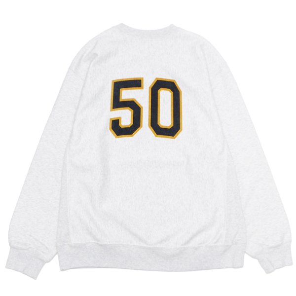 画像2: ※Exclusive※ blurhmsROOTSTOCK（ブラームスルーツストック）Soft&Hard Sweat Crew Neck P.O "T-50"（ソフト&ハードスウェットクルーネックプルオーバー"T-50"）Heather White / Navy×Yellow（ネイビー×イエロー） (2)