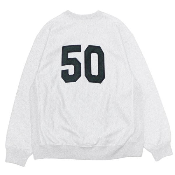 画像2: ※Exclusive※ blurhmsROOTSTOCK（ブラームスルーツストック）Soft&Hard Sweat Crew Neck P.O "T-50"（ソフト&ハードスウェットクルーネックプルオーバー"T-50"）Heather White / Green×Navy（グリーン×ネイビー） (2)