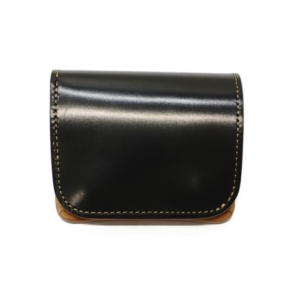 画像1: WILD SWANS（ワイルドスワンズ）CASA（カーサ）コンパクトウォレット/Black（ブラック）"シェルコードバン"×Natural-UN（ナチュラル）"バットストリップナチュラルアングレイズド"  (1)