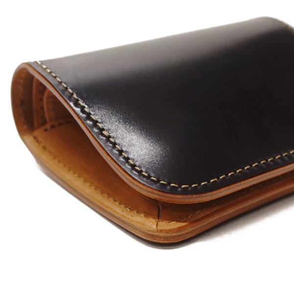 画像5: WILD SWANS（ワイルドスワンズ）CASA（カーサ）コンパクトウォレット/Black（ブラック）"シェルコードバン"×Natural-UN（ナチュラル）"バットストリップナチュラルアングレイズド"  (5)