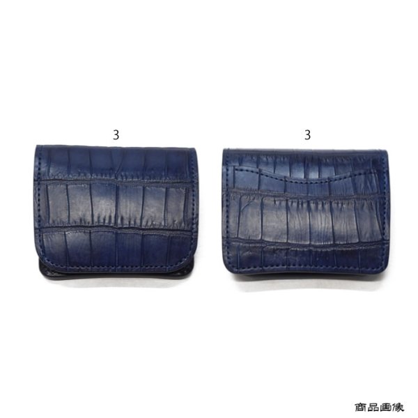 画像10: WILD SWANS（ワイルドスワンズ）CASA（カーサ）コンパクトウォレット/藍染"クロコダイル"×ブラック"サドルプルアップ" (10)