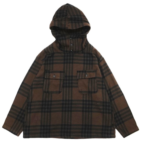 画像1: ENGINEERED GARMENTS（エンジニアードガーメンツ）Cagoule Shirt （カグールシャツ）"Cotton Flannel Plaid" / Brown×Black（ブラウン×ブラック） (1)