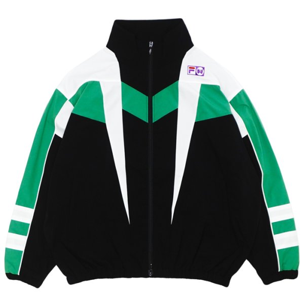 画像1: NEEDLES×FILA（ニードルズ×フィラ）Star Cut Over Sized Windbreaker（スターカットオーバーサイズドウィンドブレイカー）/ Black×Whiet×Green（ブラック×ホワイト×グリーン） (1)