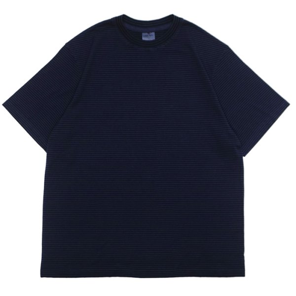 画像1: Yonetomi NEW BASIC（ヨネトミニューベーシック）GARMENT DYE BORDER T-SHIRT（ガーメントダイボーダーTシャツ）/ NAVY×NAVY（ネイビー×ネイビー） (1)