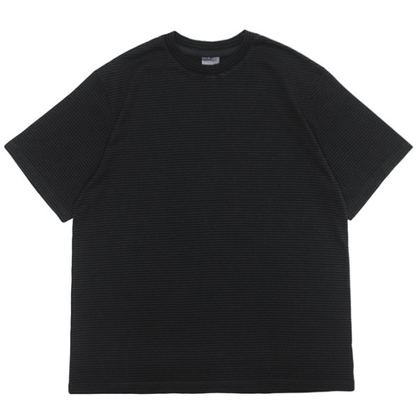 画像1: Yonetomi NEW BASIC（ヨネトミニューベーシック）GARMENT DYE BORDER T-SHIRT（ガーメントダイボーダーTシャツ）/ OFF BLACK×OFF BLACK（オフブラック×オフブラック） (1)