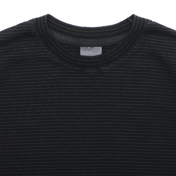 画像3: Yonetomi NEW BASIC（ヨネトミニューベーシック）GARMENT DYE BORDER T-SHIRT（ガーメントダイボーダーTシャツ）/ OFF BLACK×OFF BLACK（オフブラック×オフブラック） (3)