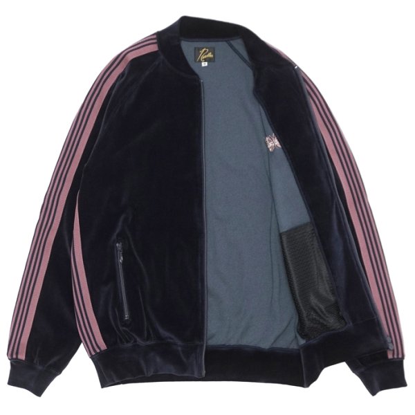 画像3: NEEDLES（ニードルズ）Rib Collar Track Jacket（リブカラートラックジャケット）"C/PE Velour" / Navy（ネイビー） (3)