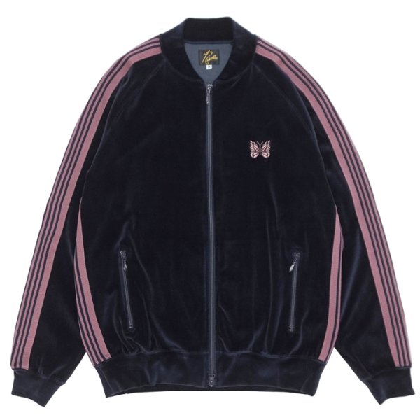 画像1: NEEDLES（ニードルズ）Rib Collar Track Jacket（リブカラートラックジャケット）"C/PE Velour" / Navy（ネイビー） (1)