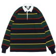 画像1: BARBARIAN（バーバリアン）Heavy Weight Rugby Collar Shirt（ヘビーウェイト ラグビーカラーシャツ）"ALTERNATING STRIPES" / Navy×Gold×Bottle×Red（ネイビー×ゴールド×ボトル×レッド） (1)