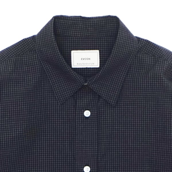 画像3: EVCON（エビコン）GRAPHCHECK TYPEWRITER L/S SHIRT（グラフチェックタイプライターロングスリーブシャツ） / D.NAVY （ダークネイビー） (3)