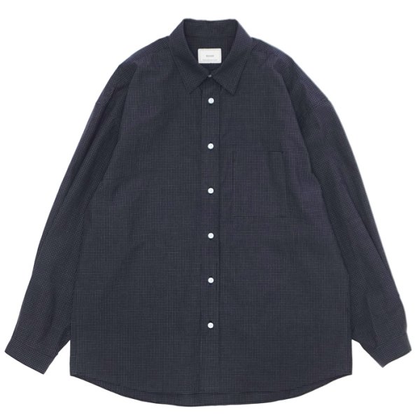 画像1: EVCON（エビコン）GRAPHCHECK TYPEWRITER L/S SHIRT（グラフチェックタイプライターロングスリーブシャツ） / D.NAVY （ダークネイビー） (1)