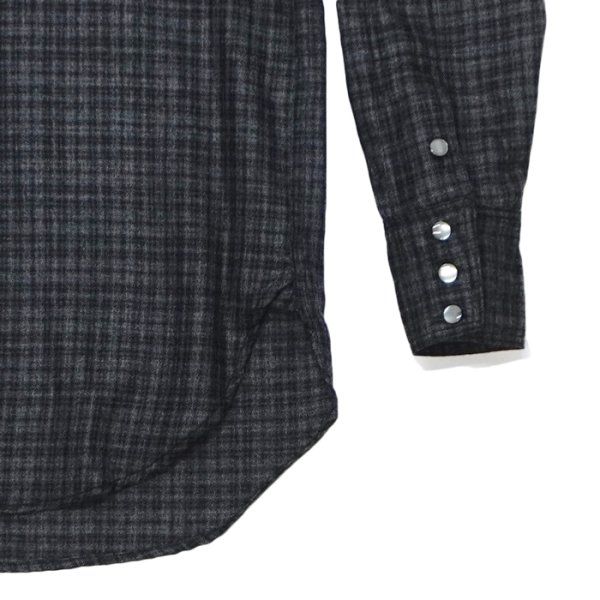 画像5: KAPTAIN SUNSHINE（キャプテンサンシャイン）Wool Plaid Cowboy Shirt（オールプレイドカウボーイシャツ）/ Charcoal（チャコール） (5)