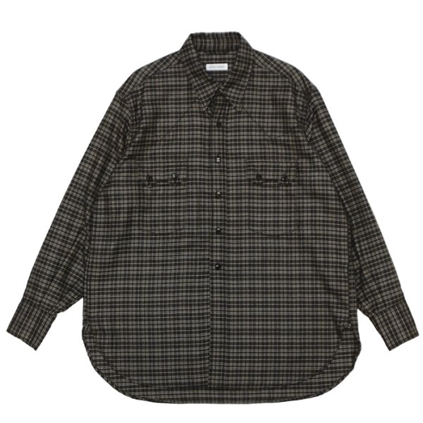 画像1: KAPTAIN SUNSHINE（キャプテンサンシャイン）Wool Plaid Cowboy Shirt（オールプレイドカウボーイシャツ）/ Brown（ブラウン） (1)