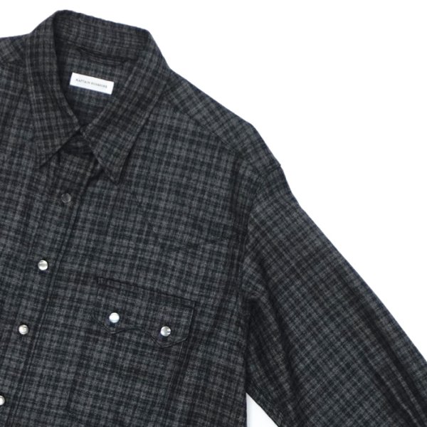 画像4: KAPTAIN SUNSHINE（キャプテンサンシャイン）Wool Plaid Cowboy Shirt（オールプレイドカウボーイシャツ）/ Charcoal（チャコール） (4)