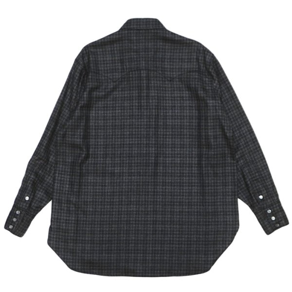画像2: KAPTAIN SUNSHINE（キャプテンサンシャイン）Wool Plaid Cowboy Shirt（オールプレイドカウボーイシャツ）/ Charcoal（チャコール） (2)
