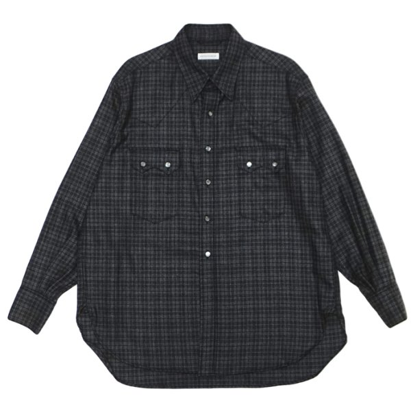 画像1: KAPTAIN SUNSHINE（キャプテンサンシャイン）Wool Plaid Cowboy Shirt（オールプレイドカウボーイシャツ）/ Charcoal（チャコール） (1)