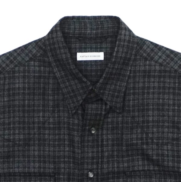 画像3: KAPTAIN SUNSHINE（キャプテンサンシャイン）Wool Plaid Cowboy Shirt（オールプレイドカウボーイシャツ）/ Charcoal（チャコール） (3)