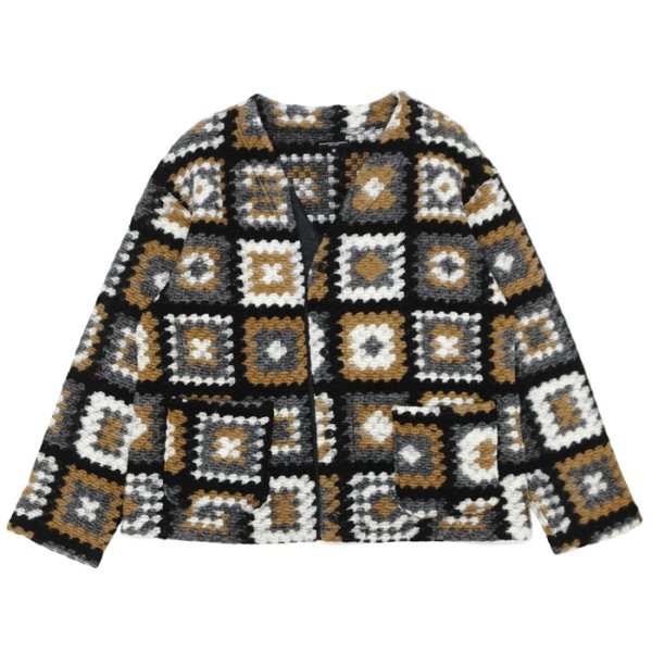 画像1: ENGINEERED GARMENTS（エンジニアードガーメンツ）Knit Cardigan（ニットカーディガン）"Wool Poly Chenille" / White×Black（ホワイト×ブラック） (1)