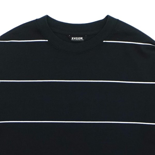 画像3: EVCON（エビコン）BORDER WIDE L/S TEE（ボーダーワイドショートスリーブTシャツ） / Black（ブラック） (3)