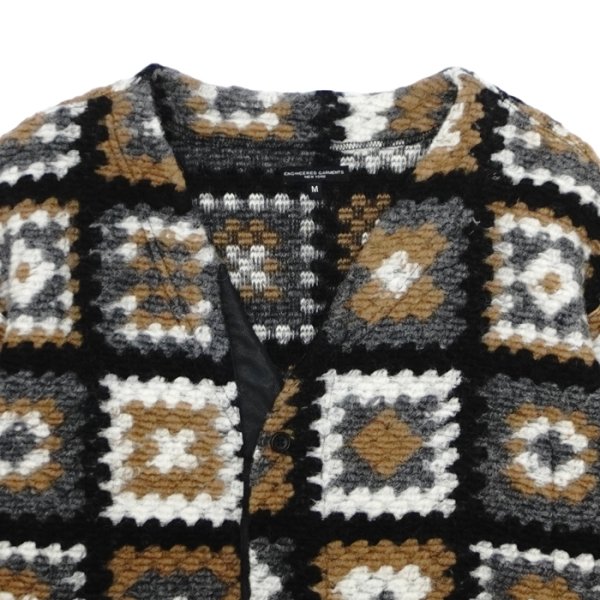 画像3: ENGINEERED GARMENTS（エンジニアードガーメンツ）Knit Cardigan（ニットカーディガン）"Wool Poly Chenille" / White×Black（ホワイト×ブラック） (3)
