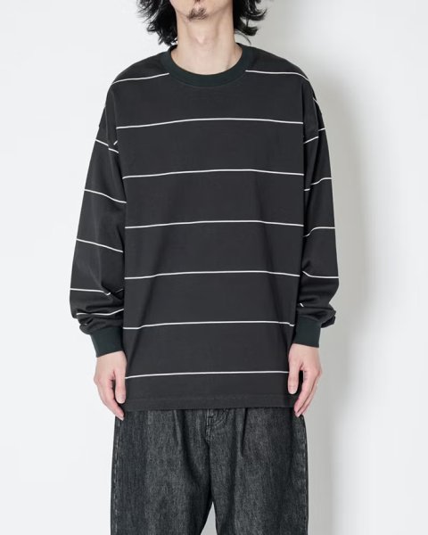 画像6: EVCON（エビコン）BORDER WIDE L/S TEE（ボーダーワイドショートスリーブTシャツ） / Black（ブラック） (6)