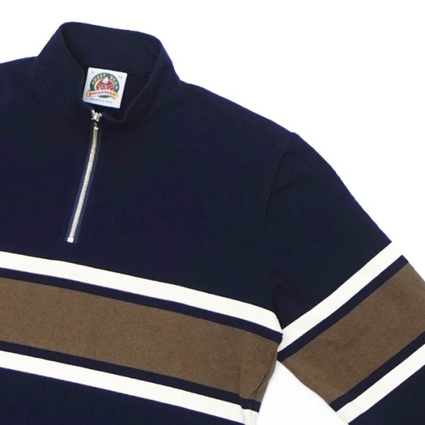 画像6: ※Exclusive※ BARBARIAN（バーバリアン）Heavy Weight Quarter Zip Long Sleeve Shirt（ヘビーウェイト クオータージップロングスリーブシャツ）  / Navy×Moss×Ivory（ネイビー×モス×アイボリー） (6)