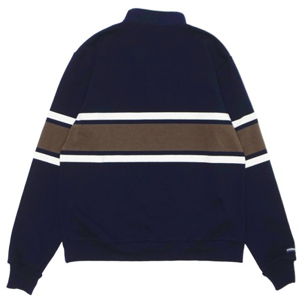 画像3: ※Exclusive※ BARBARIAN（バーバリアン）Heavy Weight Quarter Zip Long Sleeve Shirt（ヘビーウェイト クオータージップロングスリーブシャツ）  / Navy×Moss×Ivory（ネイビー×モス×アイボリー） (3)