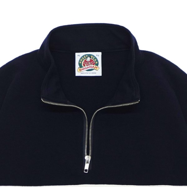 画像5: ※Exclusive※ BARBARIAN（バーバリアン）Heavy Weight Quarter Zip Long Sleeve Shirt（ヘビーウェイト クオータージップロングスリーブシャツ）  / Navy×Moss×Ivory（ネイビー×モス×アイボリー） (5)