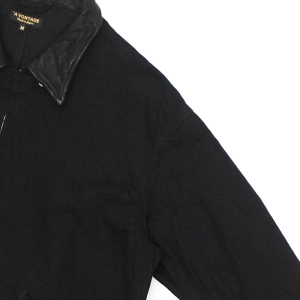 画像6: *A VONTADE（アボンタージ）Denim Zip Work Jacket（デニムジップワークジャケット）"Black Denim / Leather Collar" / Black（ブラック） (6)
