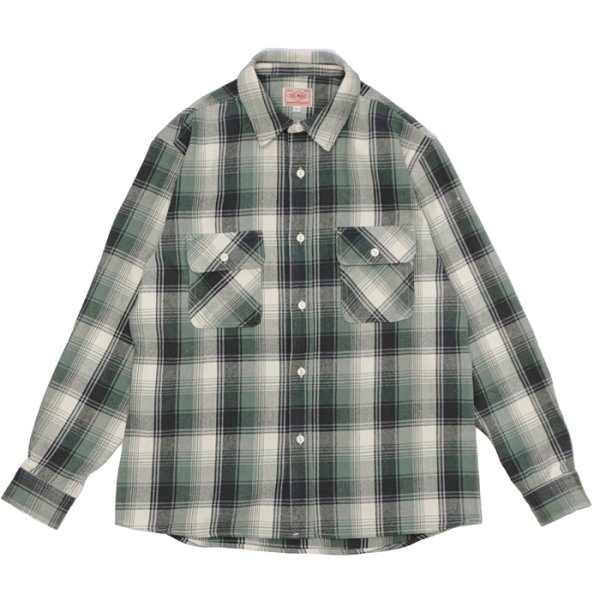 画像1: BIG MIKE（ビッグマイク）Heavy Flannel L/S Shirt （ヘビーフランネルロングスリーブシャツ）/ Mint×Grey×White（ミント×グレー×ホワイト） (1)