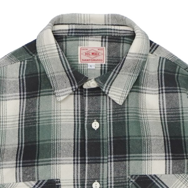 画像3: BIG MIKE（ビッグマイク）Heavy Flannel L/S Shirt （ヘビーフランネルロングスリーブシャツ）/ Mint×Grey×White（ミント×グレー×ホワイト） (3)