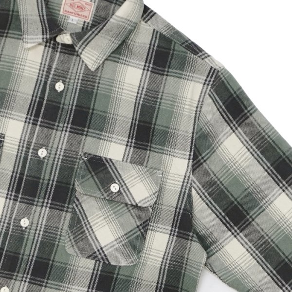 画像4: BIG MIKE（ビッグマイク）Heavy Flannel L/S Shirt （ヘビーフランネルロングスリーブシャツ）/ Mint×Grey×White（ミント×グレー×ホワイト） (4)