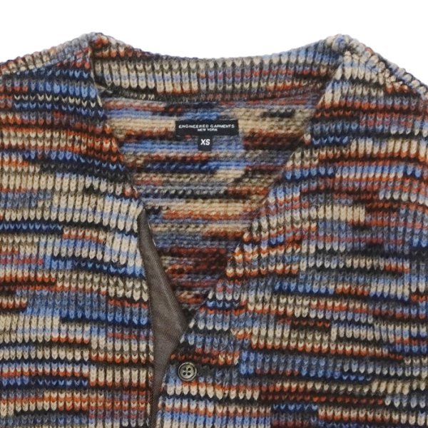 画像4: ENGINEERED GARMENTS（エンジニアードガーメンツ）Knit Cardigan（ニットカーディガン）"Wool Poly Sweater Knit" / Blue×Orange（ブルー×オレンジ） (4)