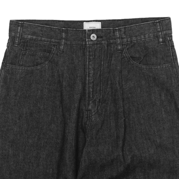 画像4: EVCON（エビコン）10.5oz 1TUCK BAGGY DENIM（10.5oz 1タックバギーデニム） / BLACK（ブラック）【裾上げ無料】 (4)