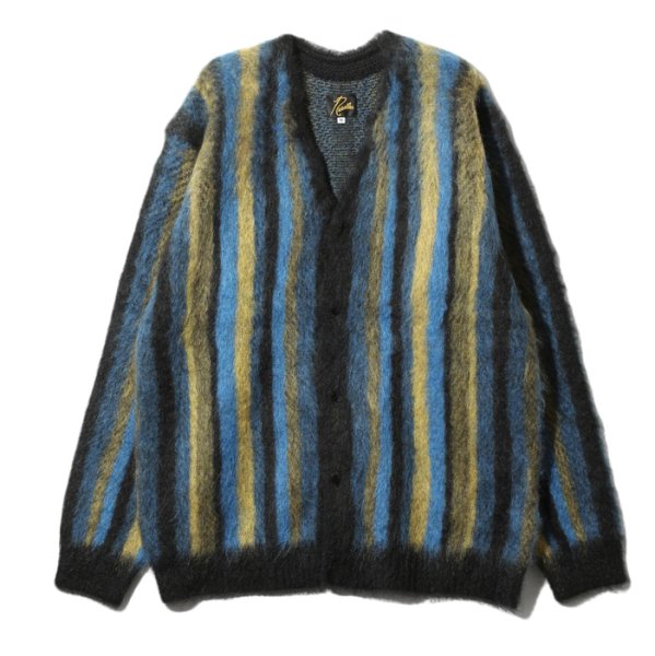 画像1: NEEDLES（ニードルズ）Mohair Cardigan（モヘアカーディガン）"Stripe" / Blue×Green（ブルー×グリーン） (1)