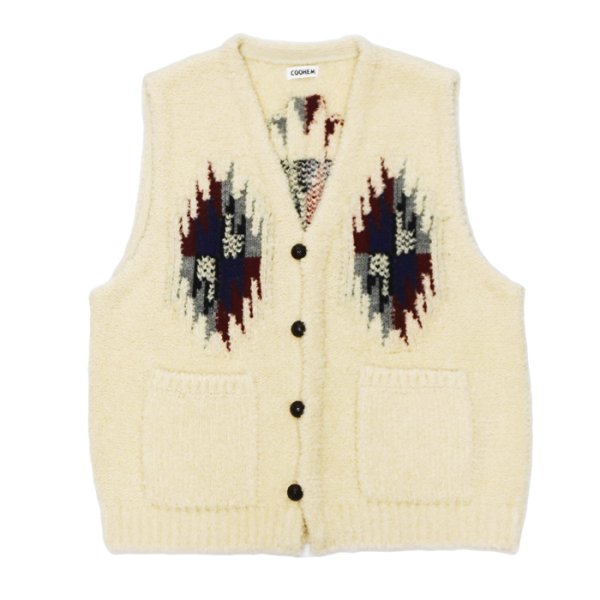 画像1: COOHEM（コーヘン）WOOL CHIMAYO JACQUARD VEST（ウールチマヨジャガードベスト）/ IVORY（アイボリー） (1)
