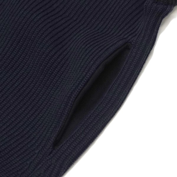 画像7: Yonetomi NEW BASIC（ヨネトミニューベーシック）EX Fine Wool Rib Knit Blouson（エクストラファインウールニットブルゾン）/ Navy（ネイビー） (7)