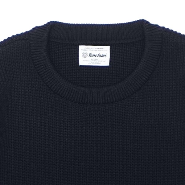 画像3: Yonetomi NEW BASIC（ヨネトミニューベーシック）EX Fine Wool Rib Knit Pull Over（エクストラファインウールニットプルオーバー）/ Navy（ネイビー） (3)