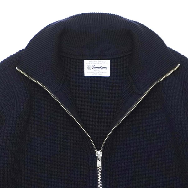 画像4: Yonetomi NEW BASIC（ヨネトミニューベーシック）EX Fine Wool Rib Knit Blouson（エクストラファインウールニットブルゾン）/ Navy（ネイビー） (4)