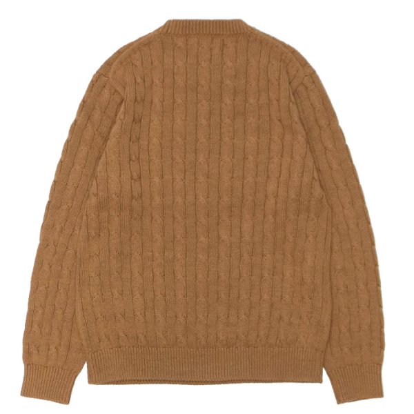 画像2: Yonetomi NEW BASIC（ヨネトミニューベーシック）ORGANIC BROWN COTTON KNIT P/O（オーガニックブラウンコットンニットプルオーバー）"CABLE" / Brown（ブラウン） (2)