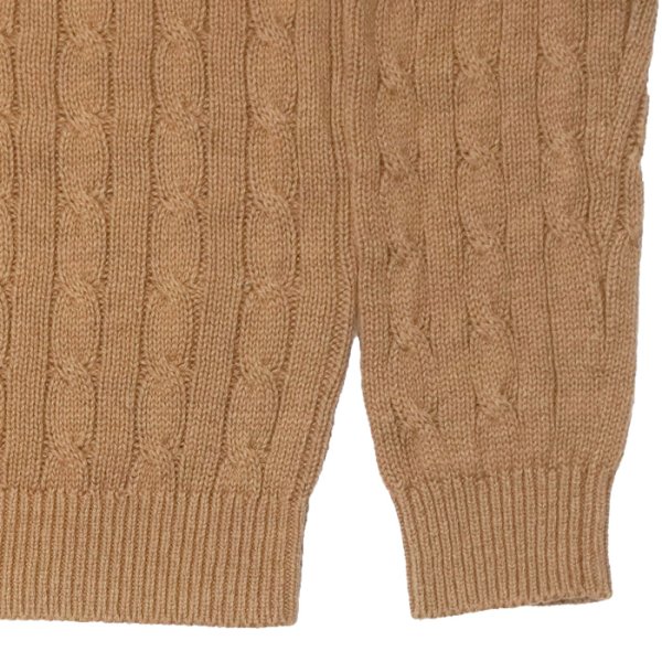 画像5: Yonetomi NEW BASIC（ヨネトミニューベーシック）ORGANIC BROWN COTTON KNIT P/O（オーガニックブラウンコットンニットプルオーバー）"CABLE" / Brown（ブラウン） (5)