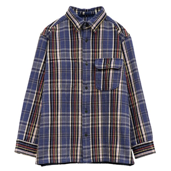 画像1: Nigel Cabourn（ナイジェル・ケーボン）FIELD SHIRT（フィールドシャツ）"HEAVY NEL REVERSIBLE" / Blue（ブルー） (1)
