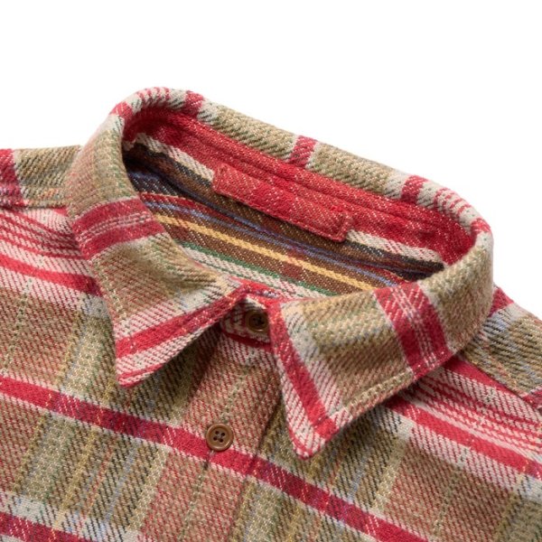 画像6: Nigel Cabourn（ナイジェル・ケーボン）FIELD SHIRT（フィールドシャツ）"HEAVY NEL REVERSIBLE" / Red（レッド） (6)