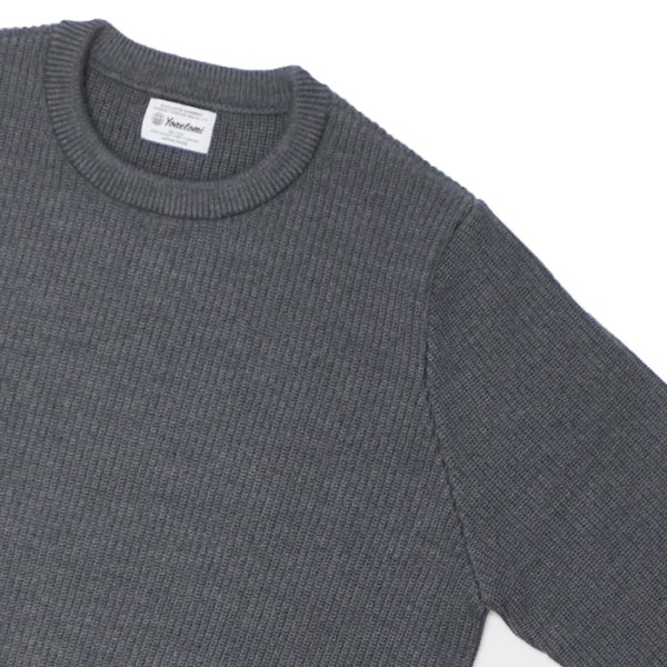 画像4: Yonetomi NEW BASIC（ヨネトミニューベーシック）EX Fine Wool Rib Knit Pull Over（エクストラファインウールニットプルオーバー）/ Gray（グレー） (4)