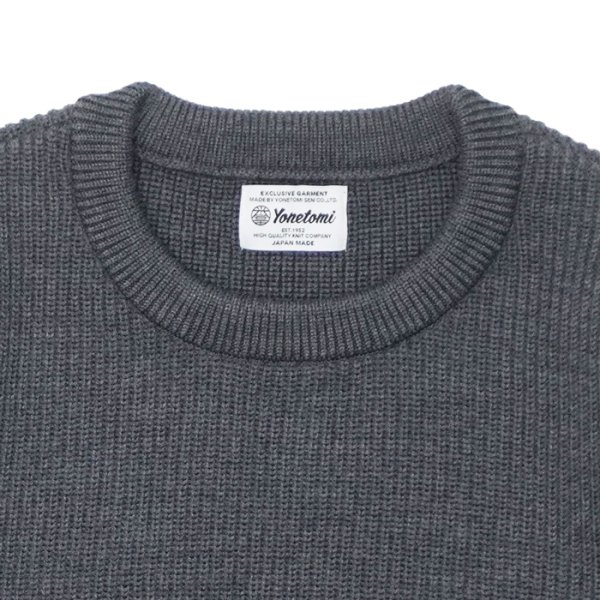 画像3: Yonetomi NEW BASIC（ヨネトミニューベーシック）EX Fine Wool Rib Knit Pull Over（エクストラファインウールニットプルオーバー）/ Gray（グレー） (3)