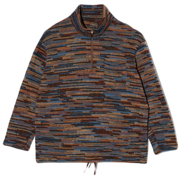 画像1: ENGINEERED GARMENTS（エンジニアードガーメンツ）Zip Moc Neck（ジップモックネック）"Wool Poly Sweater Knit" / Blue×Orange（ブルー×オレンジ） (1)