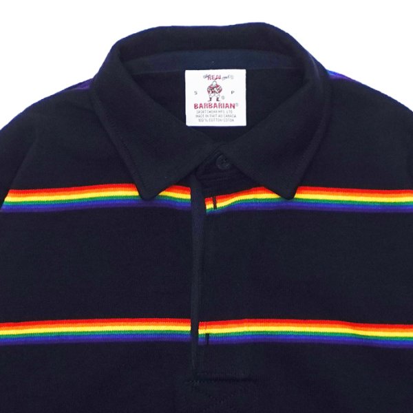 画像3: BARBARIAN（バーバリアン）Heavy Weight Rugby Collar Shirt（ヘビーウェイト ラグビーカラーシャツ） / Navy×Red×Orange×Gold（ネイビー×レッド×オレンジ×ゴールド） (3)